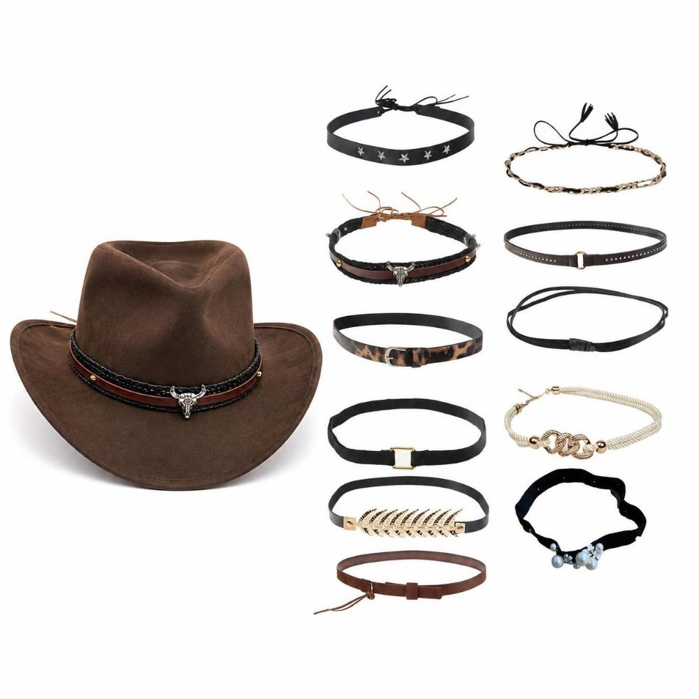Cowboy Hat Straw - Banda para sombrero de cuero sintético,